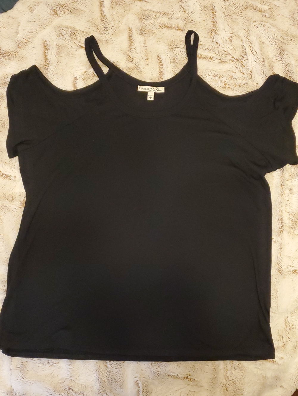 Express Black Cold-Shoulder Tank with Spaghetti Straps